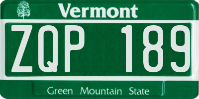 VT license plate ZQP189