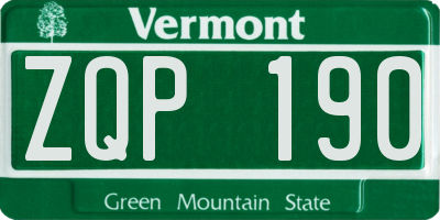 VT license plate ZQP190