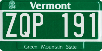 VT license plate ZQP191