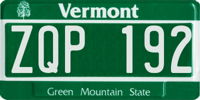 VT license plate ZQP192