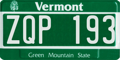 VT license plate ZQP193