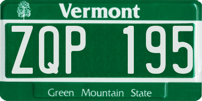 VT license plate ZQP195