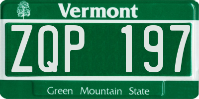 VT license plate ZQP197