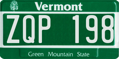 VT license plate ZQP198