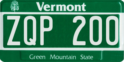 VT license plate ZQP200