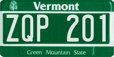 VT license plate ZQP201