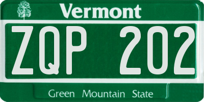 VT license plate ZQP202