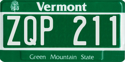 VT license plate ZQP211