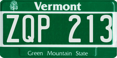 VT license plate ZQP213