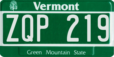 VT license plate ZQP219