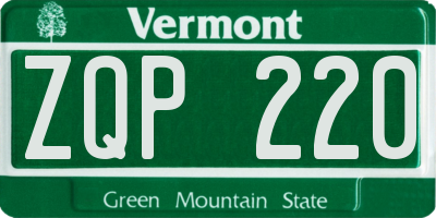 VT license plate ZQP220