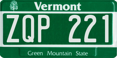 VT license plate ZQP221