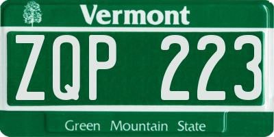 VT license plate ZQP223