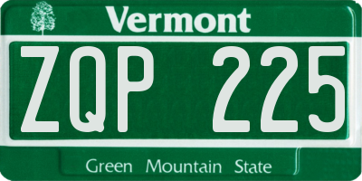 VT license plate ZQP225