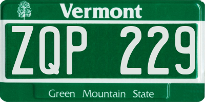 VT license plate ZQP229