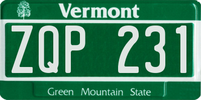 VT license plate ZQP231