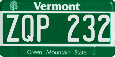 VT license plate ZQP232