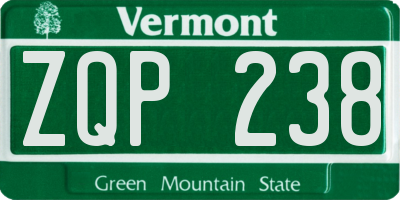 VT license plate ZQP238