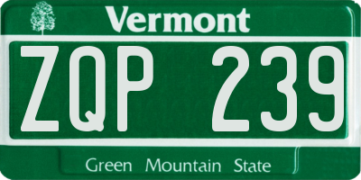 VT license plate ZQP239