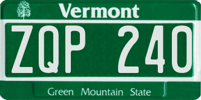 VT license plate ZQP240
