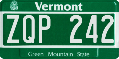 VT license plate ZQP242