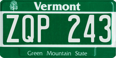 VT license plate ZQP243