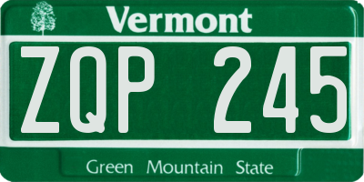 VT license plate ZQP245
