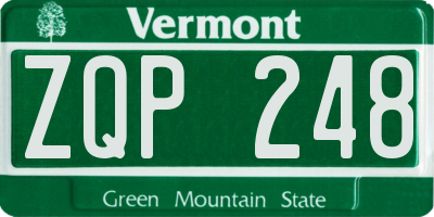 VT license plate ZQP248