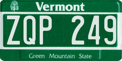 VT license plate ZQP249