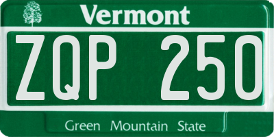 VT license plate ZQP250