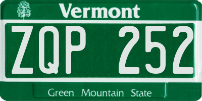 VT license plate ZQP252