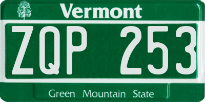 VT license plate ZQP253