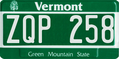 VT license plate ZQP258