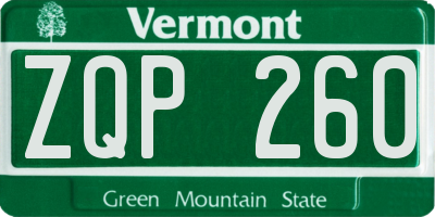 VT license plate ZQP260