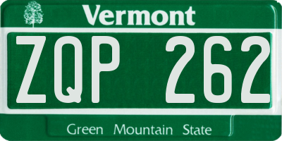 VT license plate ZQP262