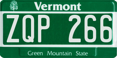 VT license plate ZQP266