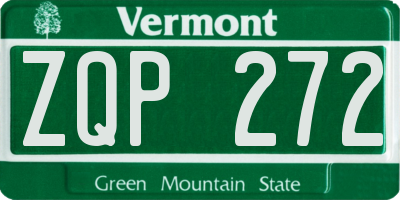 VT license plate ZQP272