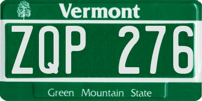 VT license plate ZQP276