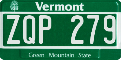 VT license plate ZQP279