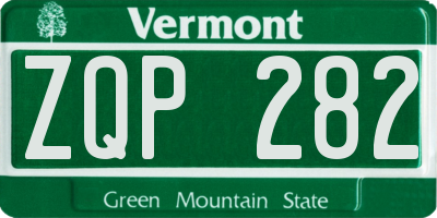 VT license plate ZQP282