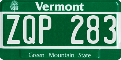 VT license plate ZQP283