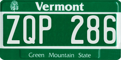 VT license plate ZQP286