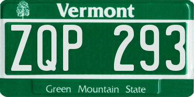 VT license plate ZQP293
