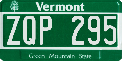 VT license plate ZQP295