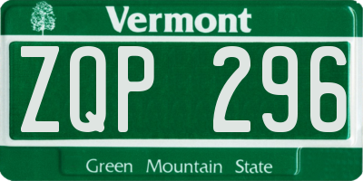 VT license plate ZQP296
