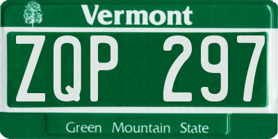 VT license plate ZQP297