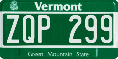 VT license plate ZQP299