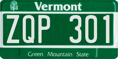 VT license plate ZQP301
