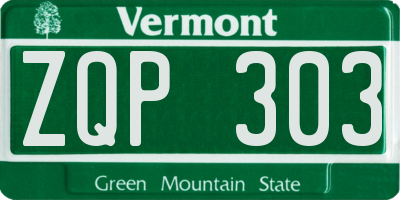 VT license plate ZQP303