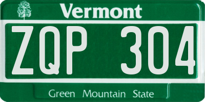 VT license plate ZQP304